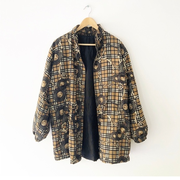 Vintage Jackets & Blazers - Vintage '90s Y2K Plaid Chain Print Relaxed Fit Equestrian Jacket